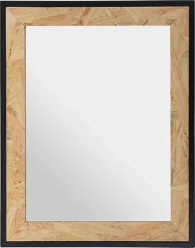 

WALL MIRROR. Manufactured in natural wood and MARCO in black METAL. rectangular shape. Dimen long 43cm x high 53cm x depth 2cm