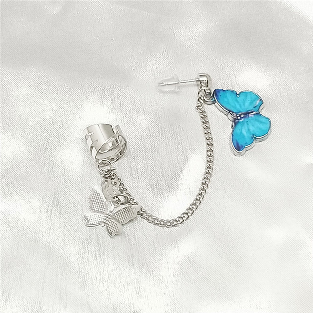 Silver Color Butterfly Ear Clip Fake Piercing Earring For Women Girl Shiny Zircon Ear Cuff Clip Fashion Party Jewelry Gift