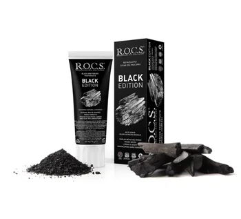 

Rocs Black Edition Activated Charcoal Toothpaste Dental Care 60mL Teeth Whitening Charcoal Toothpaste for Adult, Oral Hygiene