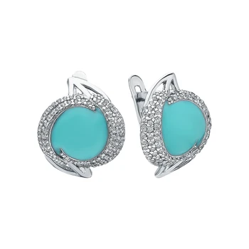 

Silver earrings with enamel and cubic zirconium sunlight sample 925