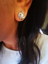 Pendientes de plata de ley 925 con perlas de circonita, pendientes de lujo para mujeres