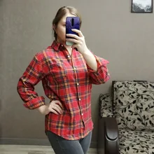 Plaid Shirt Tops Long-Sleeve Office Women Coat Loose Ladies Karsany And