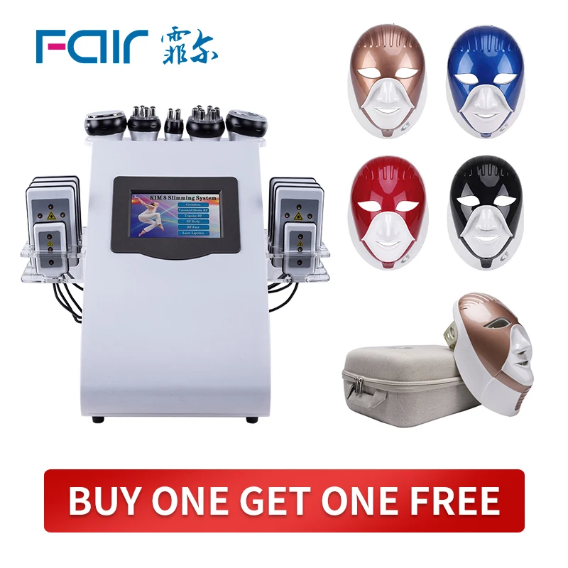 

Free ！！ Facial Led Light Gift 6 In 1 40K Ultrasonic Cavitation Vacuum Radio Frequency Laser 8 Pads Lipo Laser Slimming Machine