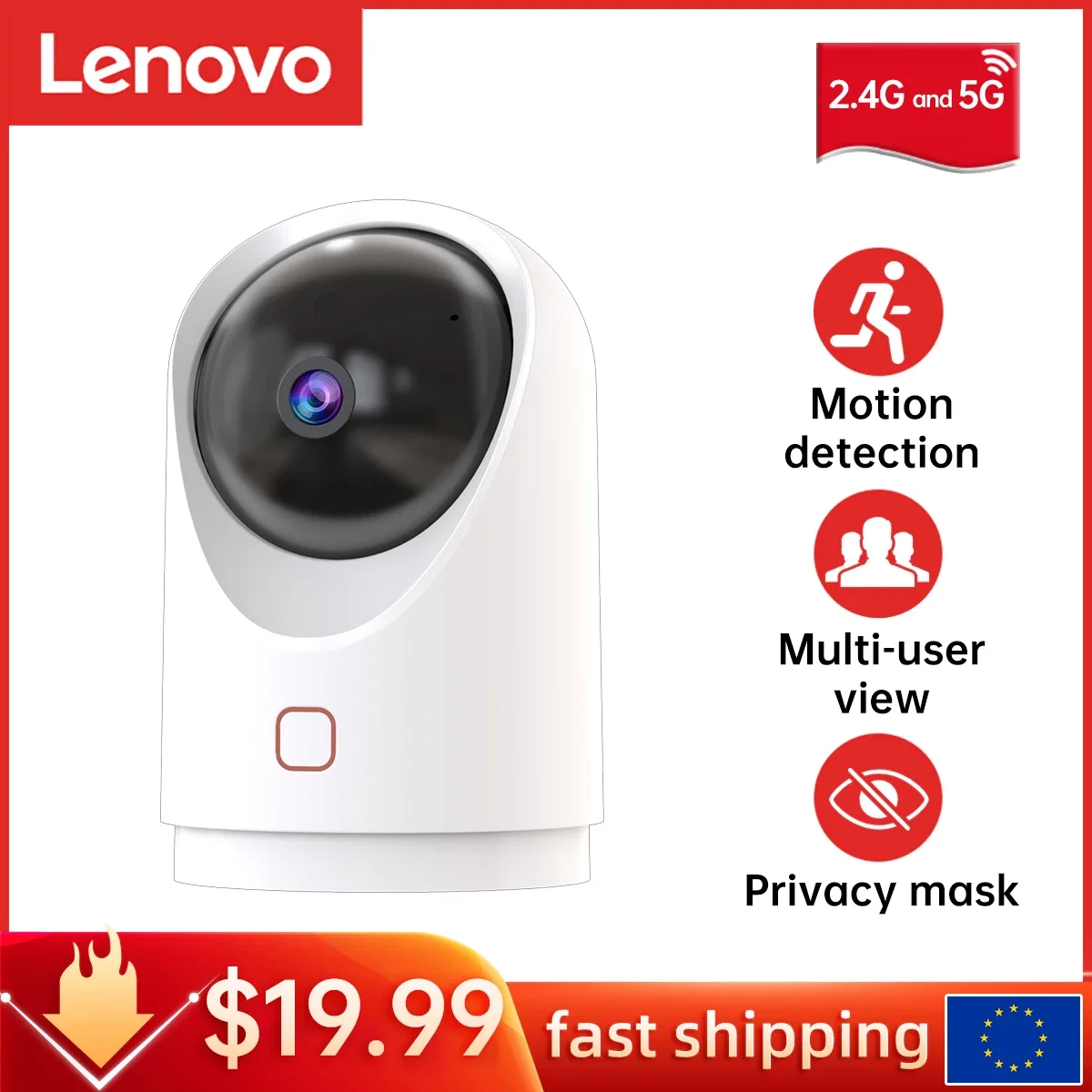 Lenovo 1080p Smart Dualband Ip Camera Surveillance Camera 2.4g/5g Wifi