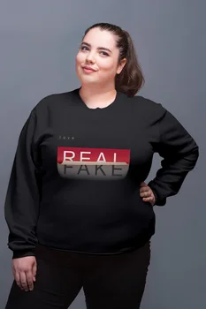 

Angemiel Wear Love Real Fake Sticker Black Women Sweatshirt