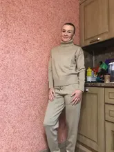 Suit Pant Knitted MVGIRLRU Sweater Winter Womens Warm Wool Soft Pullover