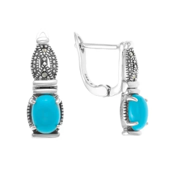 

Silver earrings with marcasite and turquoise