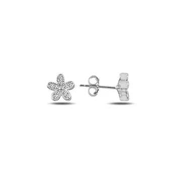 

Angemiel 925 Silver Zircon Stone Flower Earrings