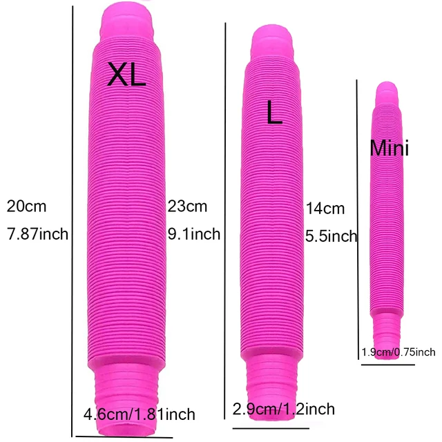 Huge POP Tube Color Corrugated Stretch Plastic Tube DIY Vent Relief Fidget Sensory Toy For Kids 3-5 Anxiety & Stress Toy XL Tube 5