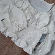 Short Blouses Womens Tops Long-Sleeve Vintage Square-Collar Casual Simple New Bow Solid