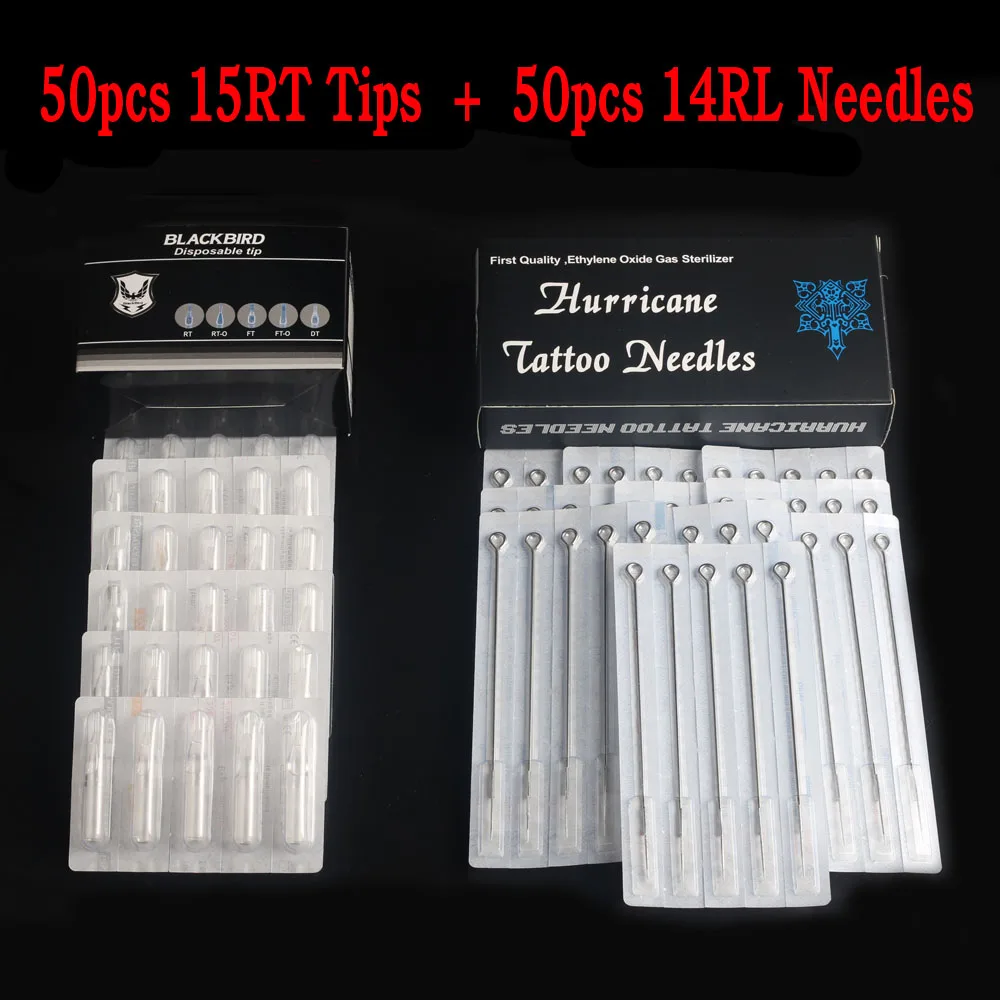 50pcsNeedles50pcsTip Специальная цена 14RL иглы татуировки сортированные стерилизованные иглы большой Размеры круглого вкладыша иглы для татуировки для перманентного макияжа - Габаритные размеры: 50pcsNeedles50pcsTip