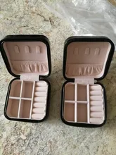 Estuche de almacenaje para joyas de viaje, organizador de cuero para pendientes, anillos, caja con cremallera, PU sólido