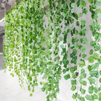 

12pcs/lot Artificial Ivy green Leaf Garland Plants Vine 2M Outdoor Wedding Christmas Tree Decoration Artificial Fake Flower