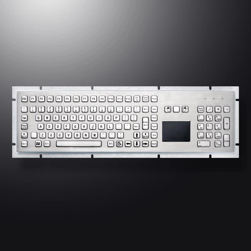 

107 Keys All-In-One Industrial Metal Kiosk Full Size Stainless Steel Touchpad Keyboard With Numeric Keypad
