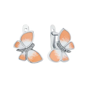 

Silver earrings with enamel and cubic zirconium sunlight sample 925