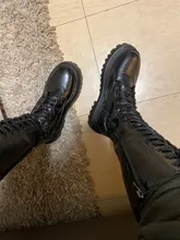 Botas hasta la rodilla de piel sintética con plataforma gruesa para Mujer, botines largos con cordones, con cremallera, estilo Punk, Chelsea, 2020