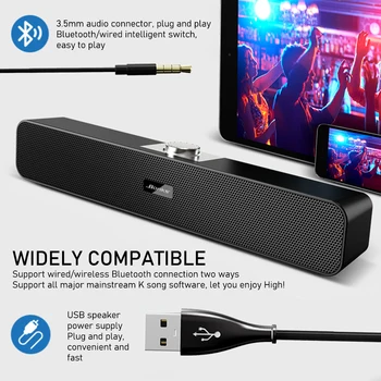 

6W soundbar Bluetooth Speaker USB Wired Powerful Computer Bar Stereo Subwoofer Bass Surround Sound Box for PC Laptop phone Table