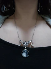 Cristal de vidrio Luna collar COLGANTE media luna bruja joyería de Luna simple collar joyería pagano mago regalo