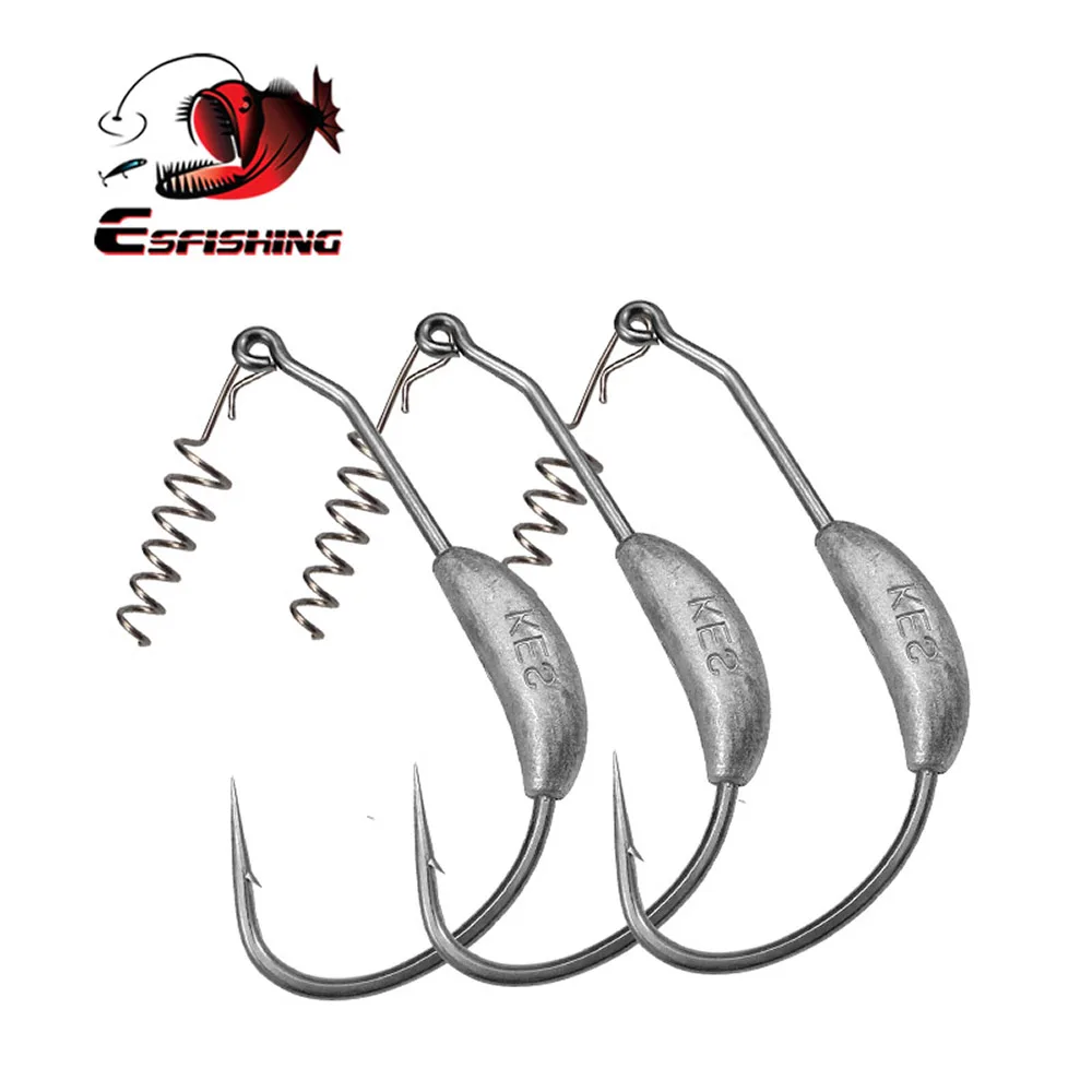 ESFISHING Fishing Hook 5pcs 3.5g 10g 14g 26g High Carbon Steel Wide Crank Offset Fishhook Jig Head For Soft Lure 50pcs box fishing hook carbon steel wide narrow crank offset fishhook for soft lure bass barbed carp fishing tackle worm hook