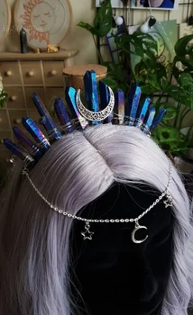 Moonchild Blue Titanium Quartz Crystal Tiara