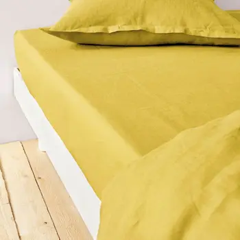 

Fitted Sheet 140x190 cm linen mixed-mustard yellow