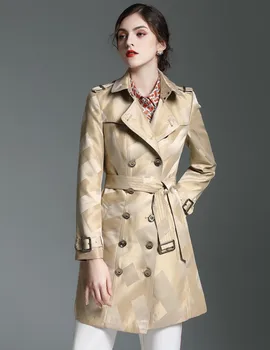 

Obrix 11 Female Trendy Cool Trench V-Neck Shortened Sleeve Pockets Belt Casual Streetwear Jacket For Women