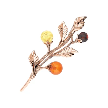 

Silver brooch with amber sunlight