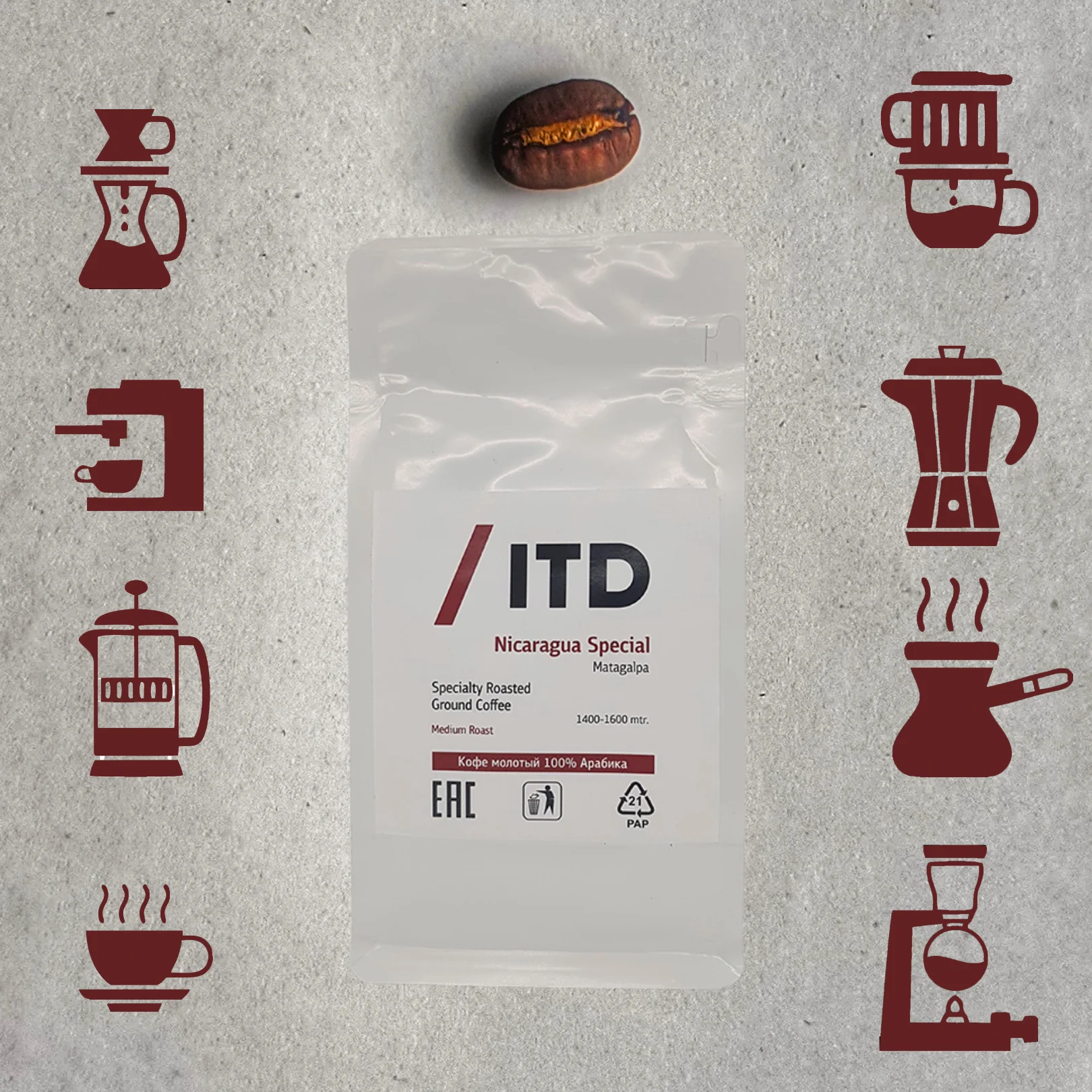 Coffee ground, ITD Nicaragua special Matagalpa, Arabica 100%, 250g medium roasting grain coffee machine k