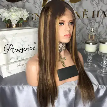

AVEJOICE 27 Color Silky Straight Lace Front Human Hair Wigs with Baby Hair Mix Blonde Color Pre Plucked Lace Front Wigs