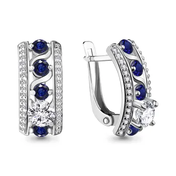 

Earrings with AQUAMARINE nanosapfirami claim., Cubic zirconia claim., 925 silver