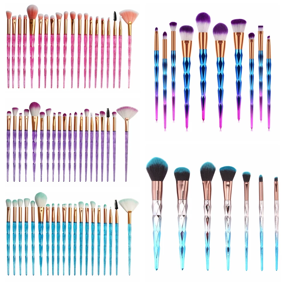 

7/10/15/20pcs Professional Makeup Brushes Diamond Crystal Make Up Brushes Blending Brush Cosmetic Brush Set Pincel Maquiagem