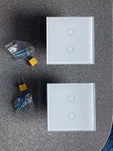 Interruptor táctil de pared para pared, Panel Led de cristal templado blanco y negro, 1 entrada y 1 vía, Interruttore AC100-240