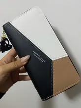 Carteras geométricas de lujo para mujer, monederos de cuero con cremallera, diseño de borla, billetera larga, monedero, tarjetero