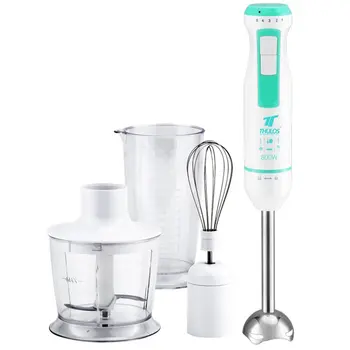 

Set Hand blender, measuring cup, chopper bowl, whisk or whipping rod. Stainless steel blades, 2 speeds THULOS