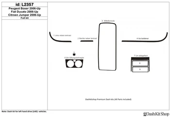 

Interior trim for Peugeot Boxer 2006-UP. Set L2357.