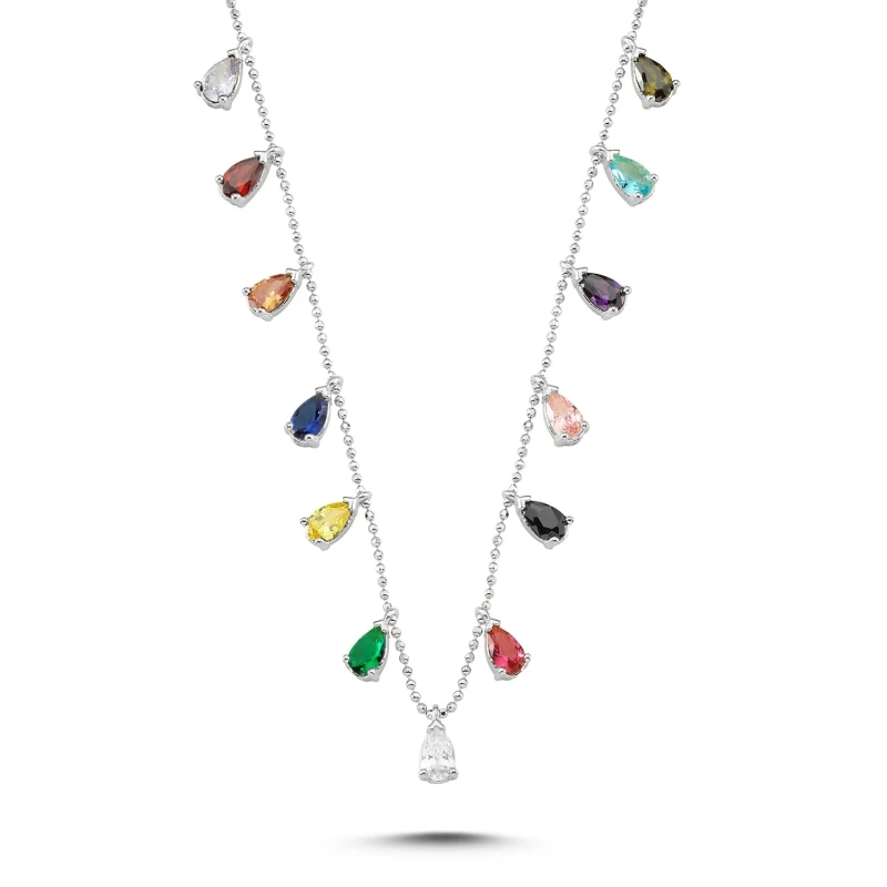 

Armagano Drop Mixed Color Zircon Stone Dangle Necklace