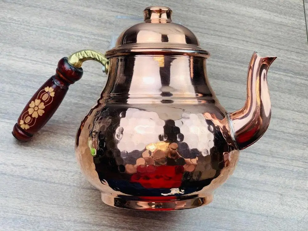 Handmade Turkish Double Boiler Tin Plated Copper Teapot