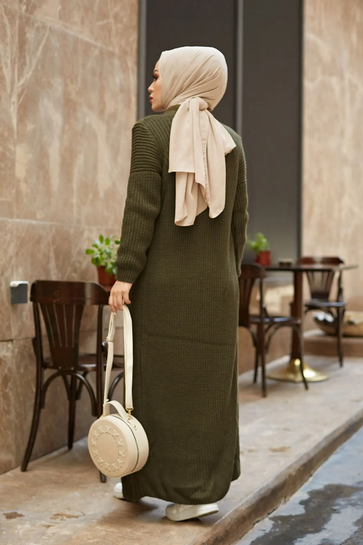 Muslim Women Clothes Trench Coat Cardigan Set 2pcs
