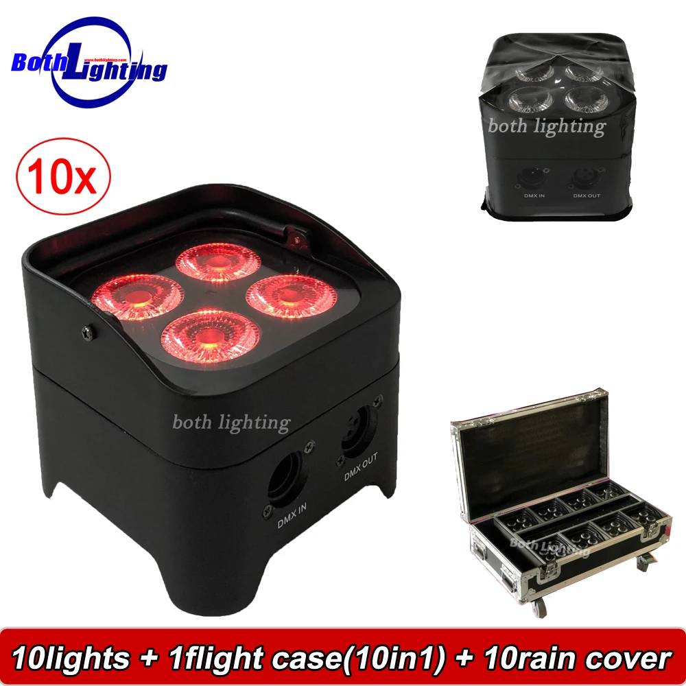 DJ подсветка беспроводной DMX 4*18 Вт RGBWA UV 6в1 светодиодный мини-аккумулятор с пультом