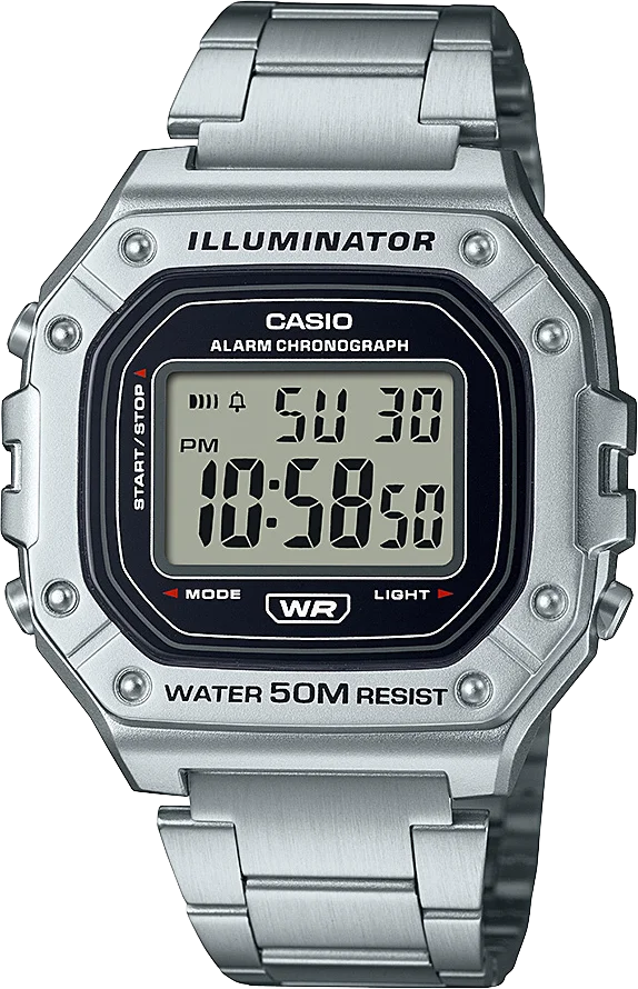 Orologio Sportivo Da Uomo Casio W218Hd-1Av Cronometro Led Cinturino Leggero Acciaio 50M Resistente All'Acqua Orologio Sportivo Da Uomo Casio W218Hd-1A