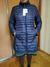 SEDUTMO-Chaqueta larga de plumón ultraligera de talla grande 4XL para mujer, plumón de pato, color negro, ajustada, ED037