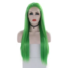 RONGDUOYI, длинные зеленые синтетические парики на кружеве, косплей, парик, без клея, завязанный вручную парик, высокая температура, термостойкие волокна волос