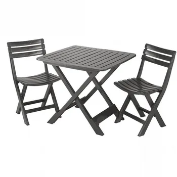 

Set of 2 Chairs folding Terrace and anthracite Camping table Progarden