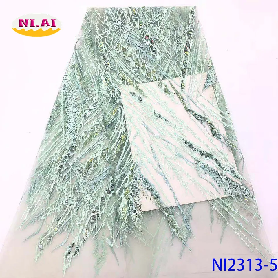 Lace Dresses New Sequin Fabric, African Wedding Materials Party Tulle Lace, Nigeria Embroidery Lace Ni2313