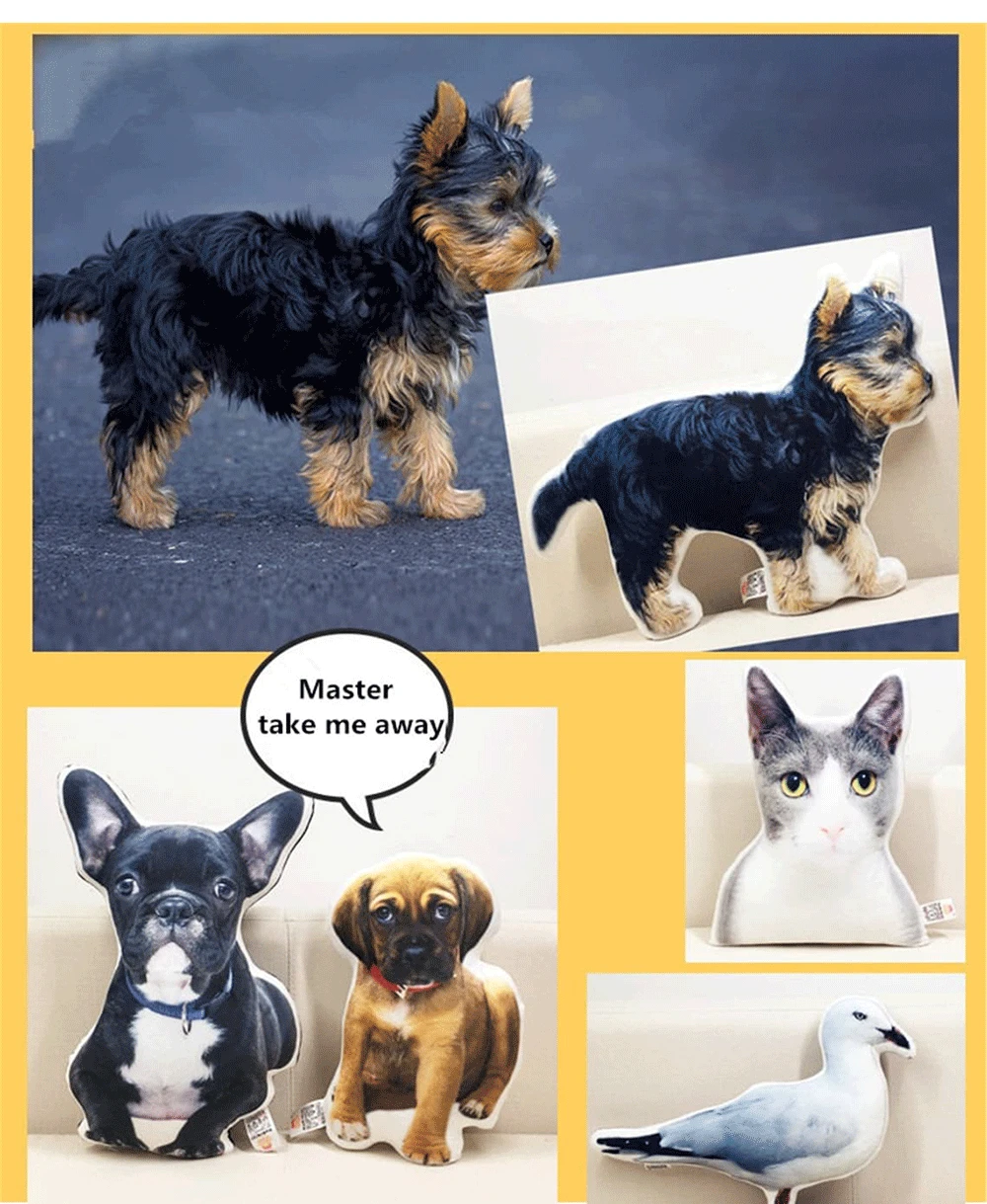 Personalized Photo DIY Pet Cushion Toys Dolls Stuffed Animal Sofa Car Decorative Pillow Custom Dog Cat Picture Hold Pillow Gift