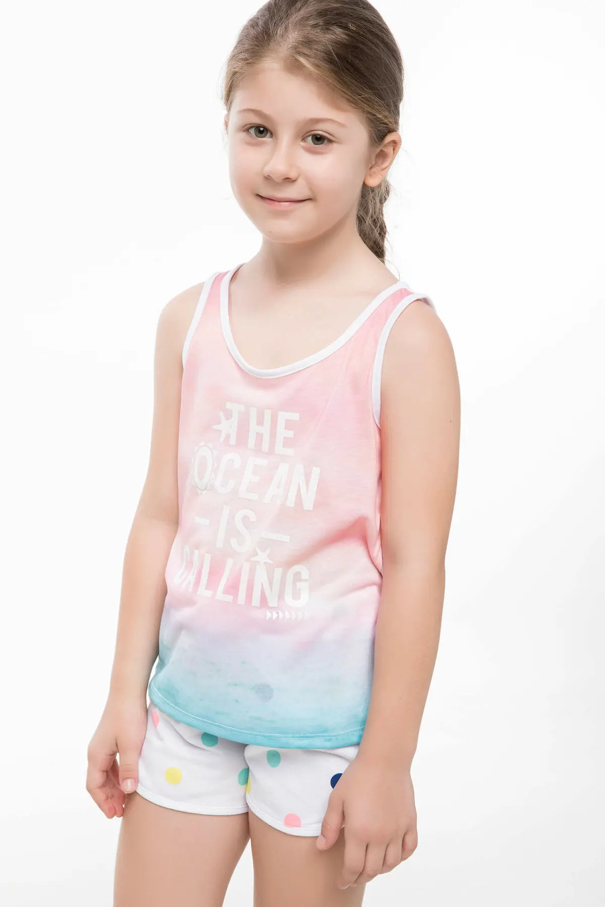 

DeFacto Summer Girl Fashion Vest Tops Kids Casual Lovely Letter Pattern Tank Comfort Soft T-shirt Summer - J9162A618HS