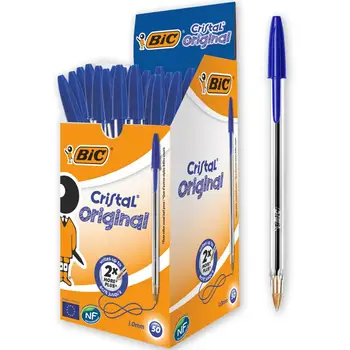 

BIC's Original Glass-Cash Box 50 units, ballpoint pens medium tip (1,0mm), color blue