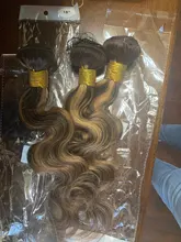 Ali Coco-mechones de pelo brasileño con degradado, extensiones de cabello humano Remy de color resaltado con cierre, P4/30