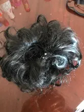 1 pieza de cabello sintético resistente al calor, moño rizado elástico, mezcla de pelo gris, Rubio, Natural, extensión de cabello #277409