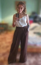 2021 Retro de Color sólido salvaje recto ancho pierna Pantalones mujer primavera nueva moda Coreana de cintura alta pantalones largos